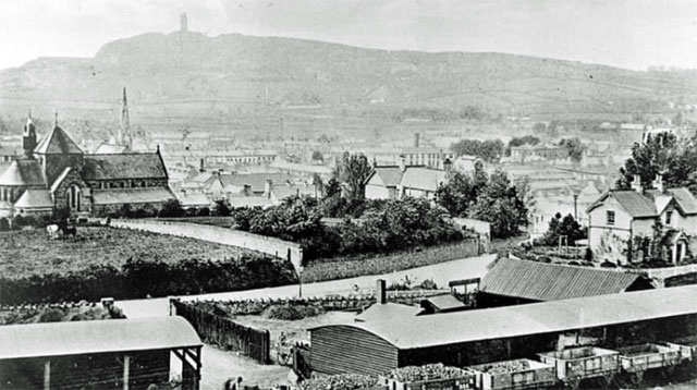 Taken from the Railway Station and showing the new St Patrick's Church
